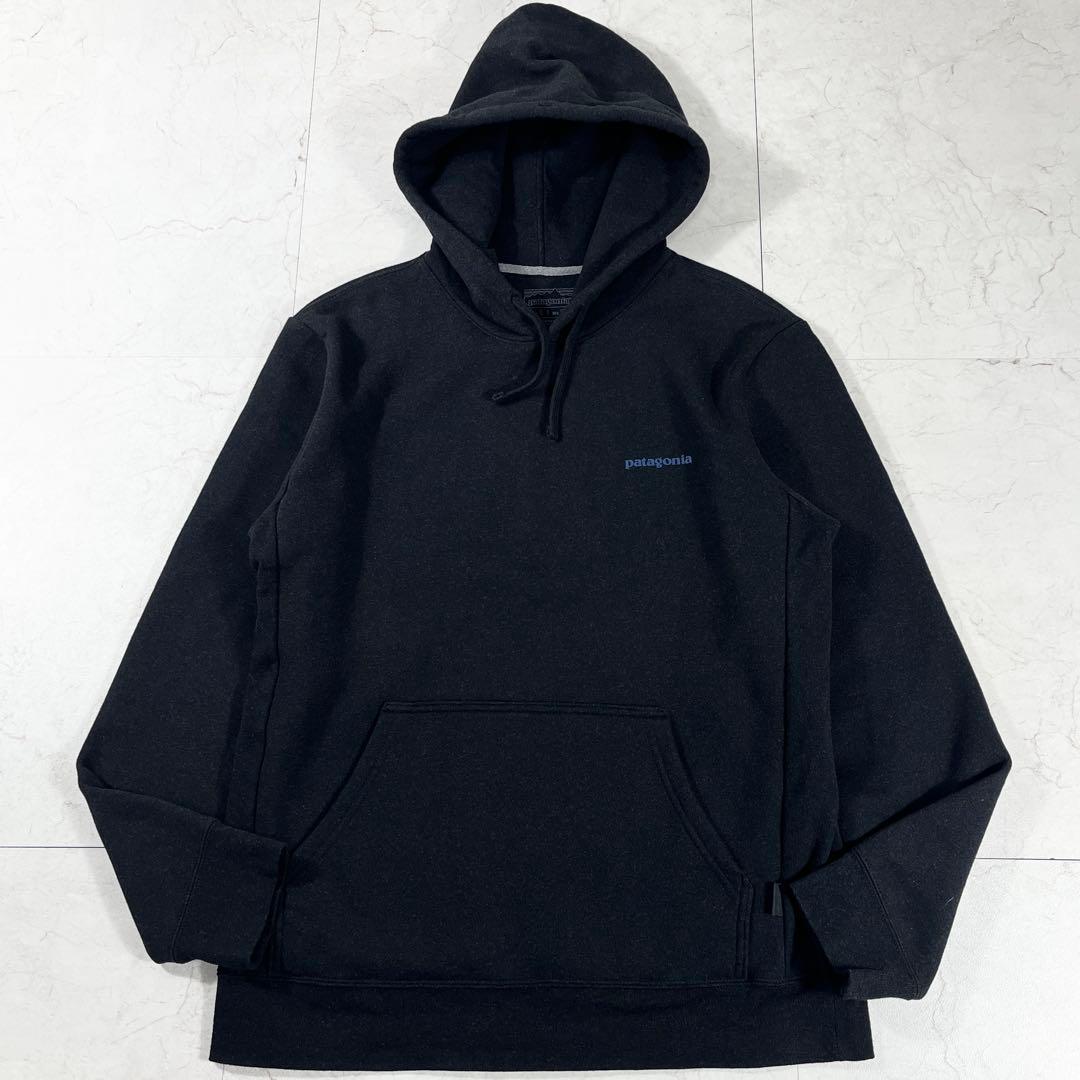 ✨美品 パタゴニア 24年モデル ロゴ パーカー 内フリース ◎保温 ブラック