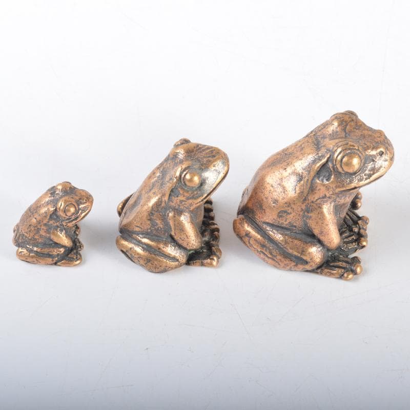 中国　古銅　蛙　紙鎮　置物　3点　N　4218