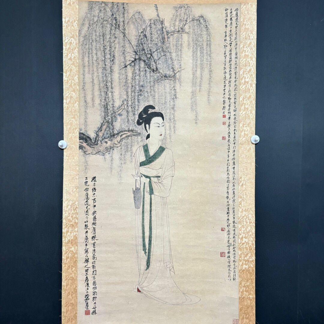 谢稚柳 人物図 掛け軸｜中堂｜中国人物画｜表装済み