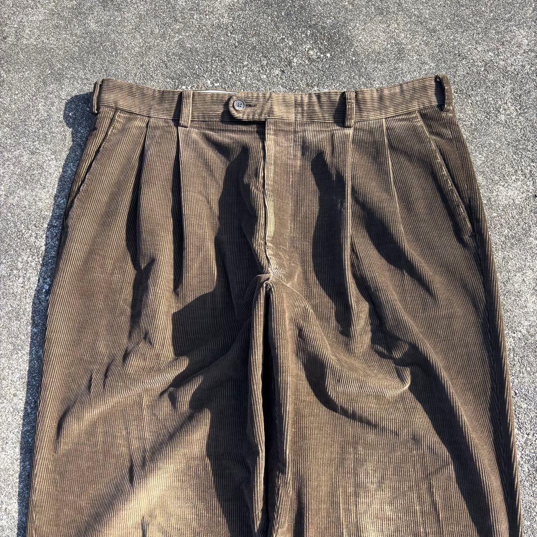 80s カナダ製 vintage コーデュロイパンツ 太畝 ツータック ブラウン