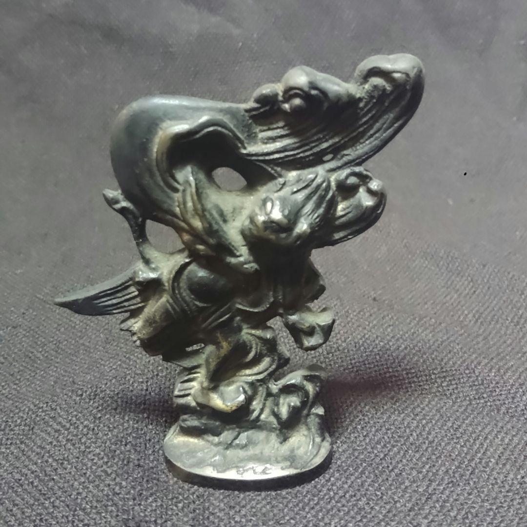 か　珍品　風神　銅製　銅像　ブロンズ　置物　アンティーク　骨董　ア12