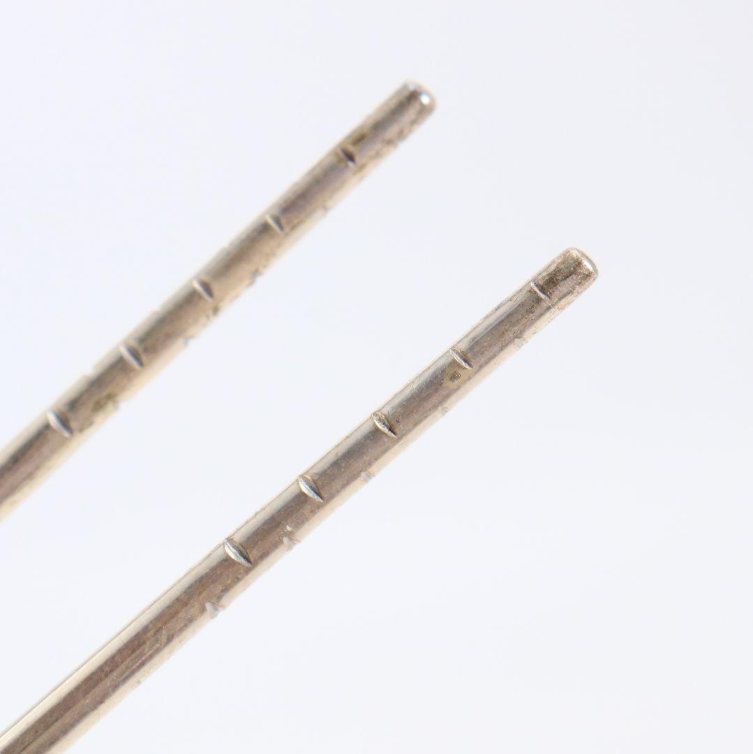 金谷五良三郎造 静和堂 南鐐椎頭八稜火箸 銀製刻印 共箱　C887