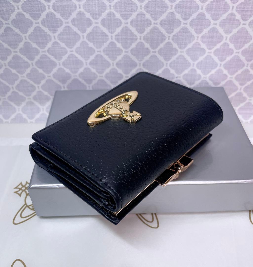 【最新☆新品】ヴィヴィアン・ウエストウッド　三つ折り財布 ブラックゴールド