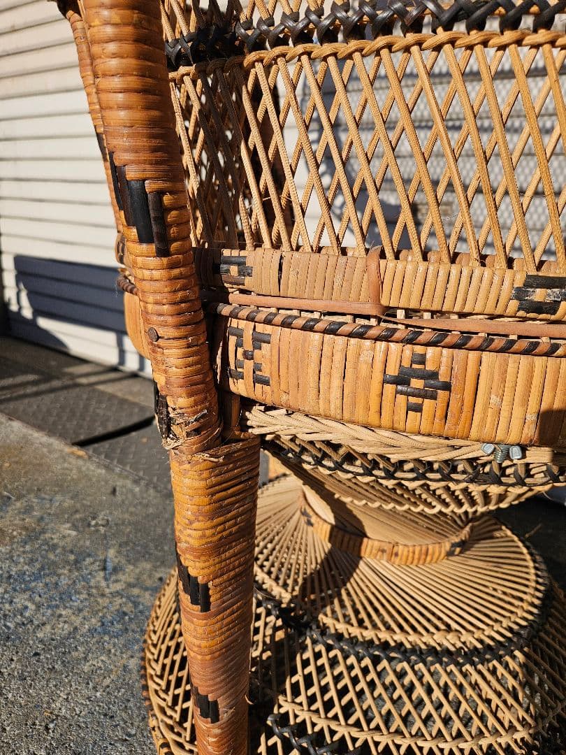 ヴィンテージ エマニュエルチェア ピーコックチェア 椅子 ラタン 編み込み 籐