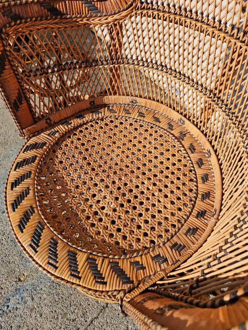 ヴィンテージ エマニュエルチェア ピーコックチェア 椅子 ラタン 編み込み 籐