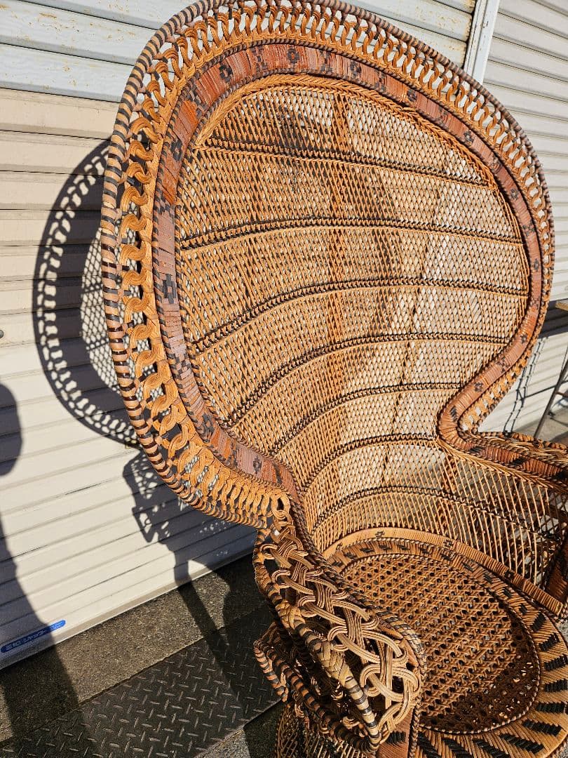 ヴィンテージ エマニュエルチェア ピーコックチェア 椅子 ラタン 編み込み 籐