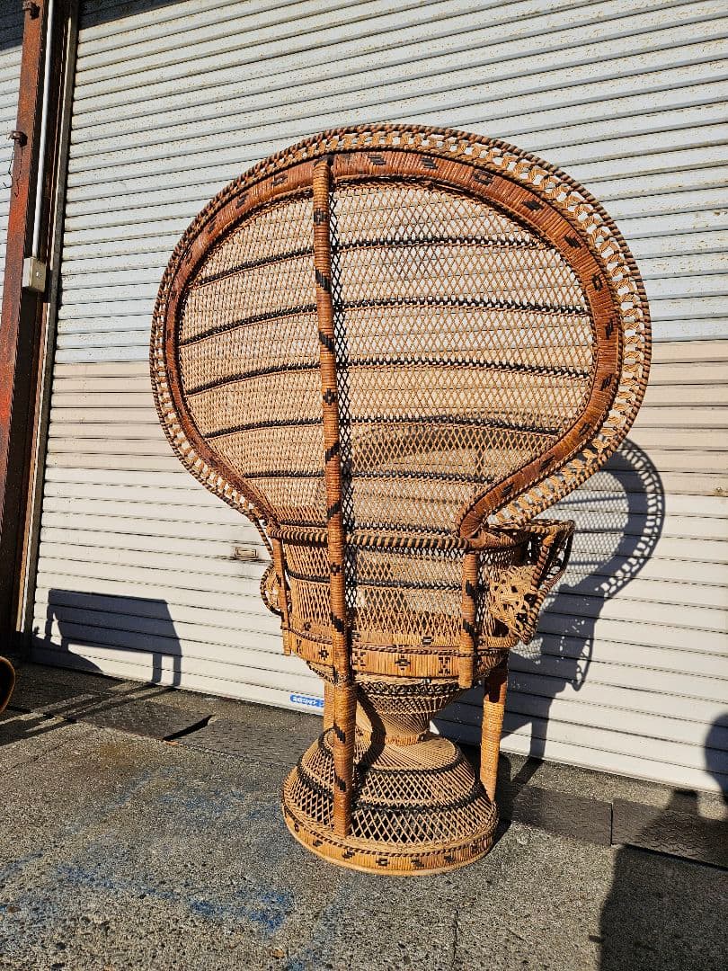 ヴィンテージ エマニュエルチェア ピーコックチェア 椅子 ラタン 編み込み 籐