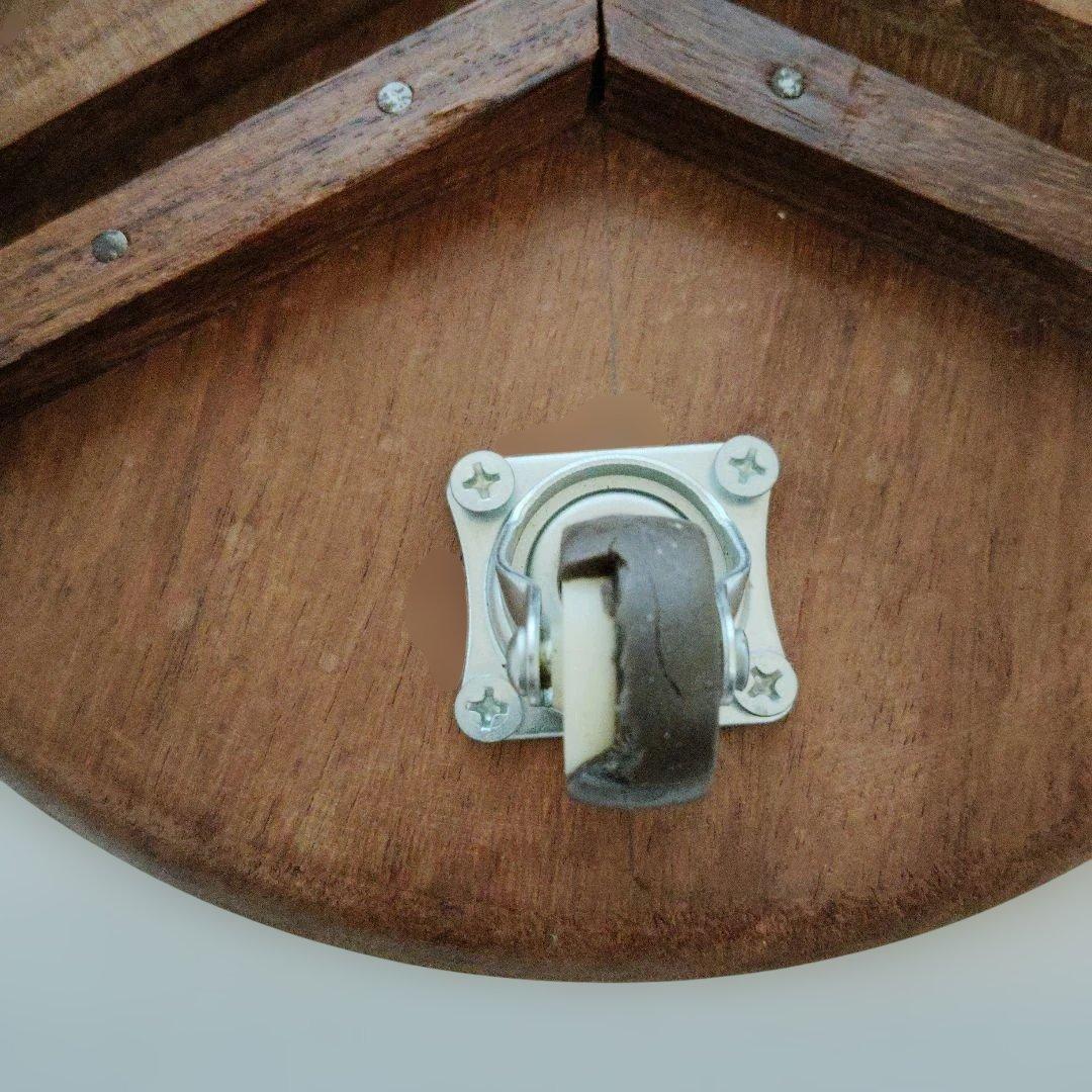 彫刻装飾木製キャスターテーブル ぞうがん細工　象嵌細工お花の台 花台