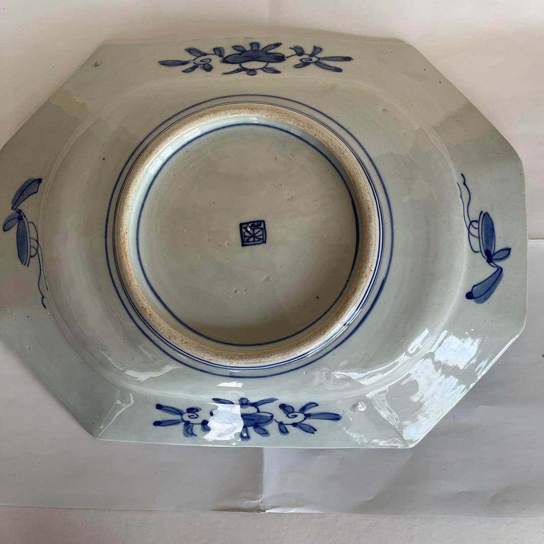 古伊万里　青磁染付山水文八角皿　江戸時代中期〜後期頃　名品