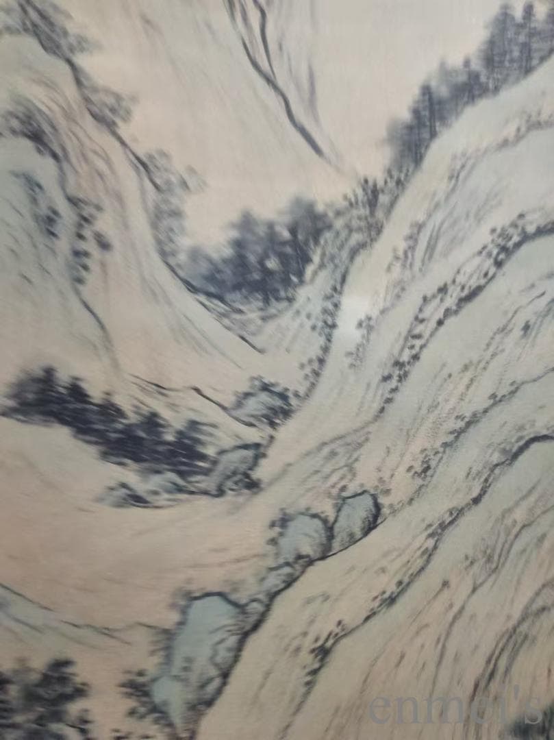 中国古美術.王原祁款.山水図.宣紙画.三尺手描き.肉筆.掛け軸.水墨画.文房置物