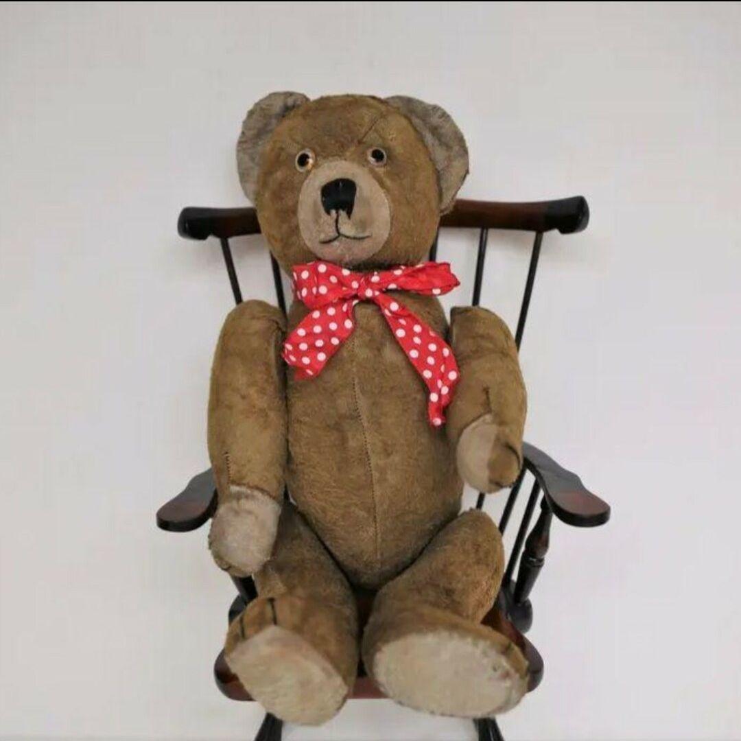 アンティーク 丸顔の古い テディベア フランス