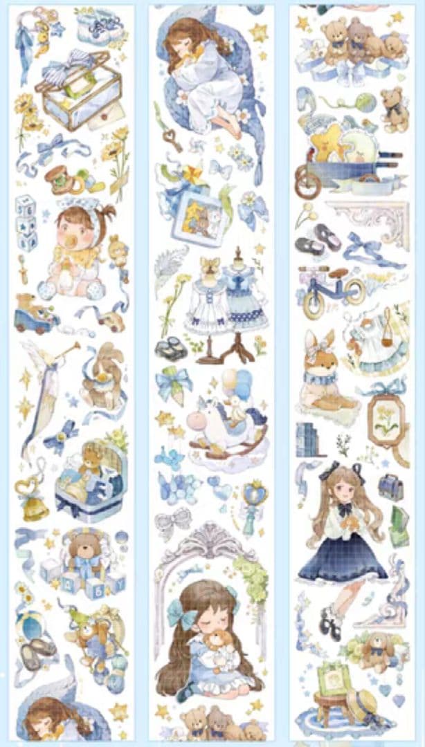 巻売 613★ 海外 マスキングテープ マステ PET 花 装飾 人物 虹光