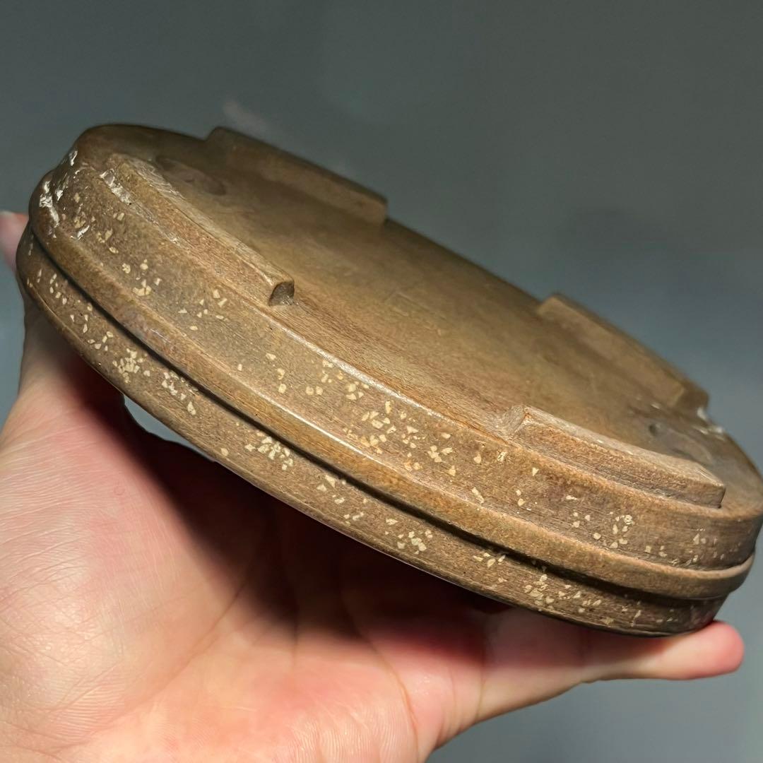 617.平安虹泉 桃花泥楕円鉢 盆栽鉢 小品盆栽 15.8*12.6*3.2cm