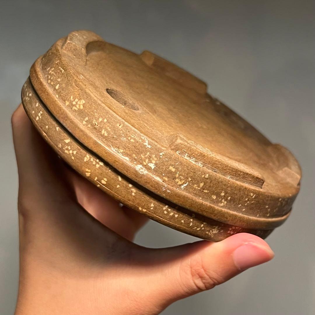 617.平安虹泉 桃花泥楕円鉢 盆栽鉢 小品盆栽 15.8*12.6*3.2cm