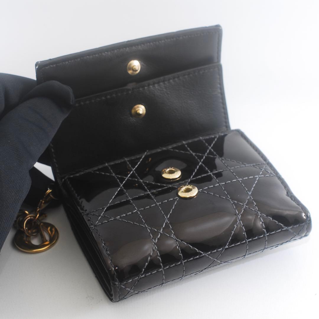 ＊Lady Dior＊ディオール＊エナメル＊ロータスウォレット＊カナージュ