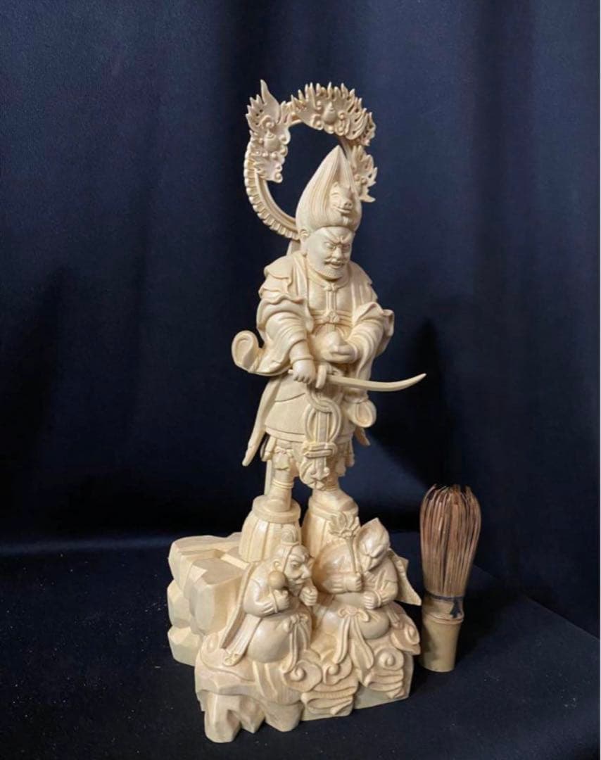 井波彫刻　総檜材　木彫仏像　仏師手仕上げ品　金毘羅権現　金毘羅明王立像