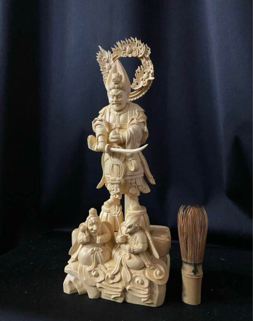 井波彫刻　総檜材　木彫仏像　仏師手仕上げ品　金毘羅権現　金毘羅明王立像