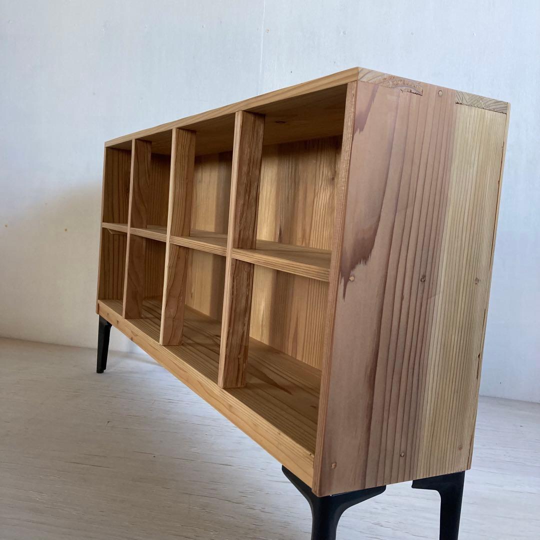 古い木製 オープンラック 鉄脚 木製棚 展示棚