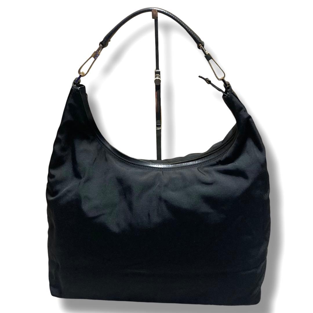 グッチ　ワンショルダー　ハンドバッグ　G金具　ナイロン　ブラック