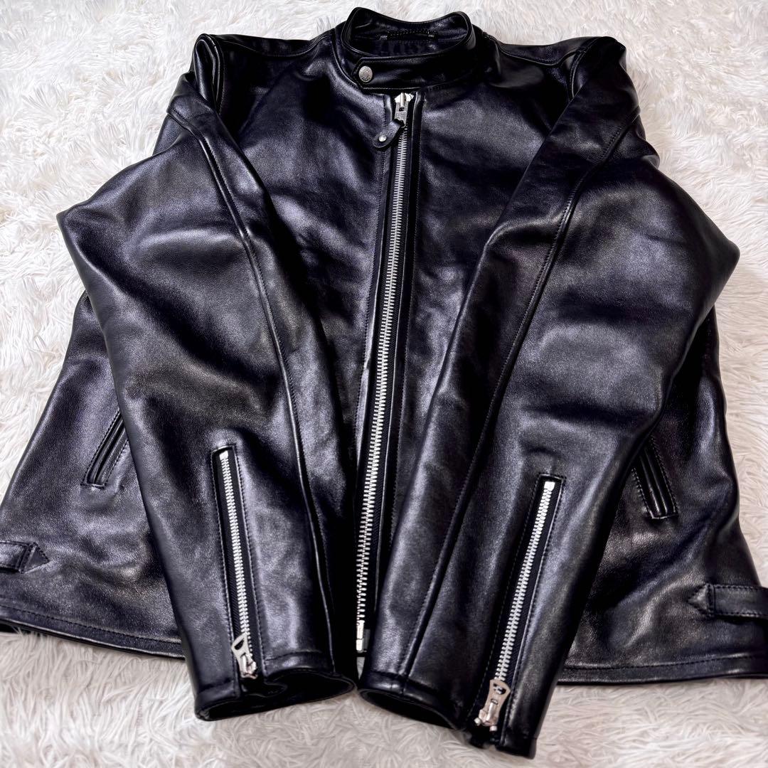 極美品/XL✨Schott ライダースジャケット シングル　羊革　黒