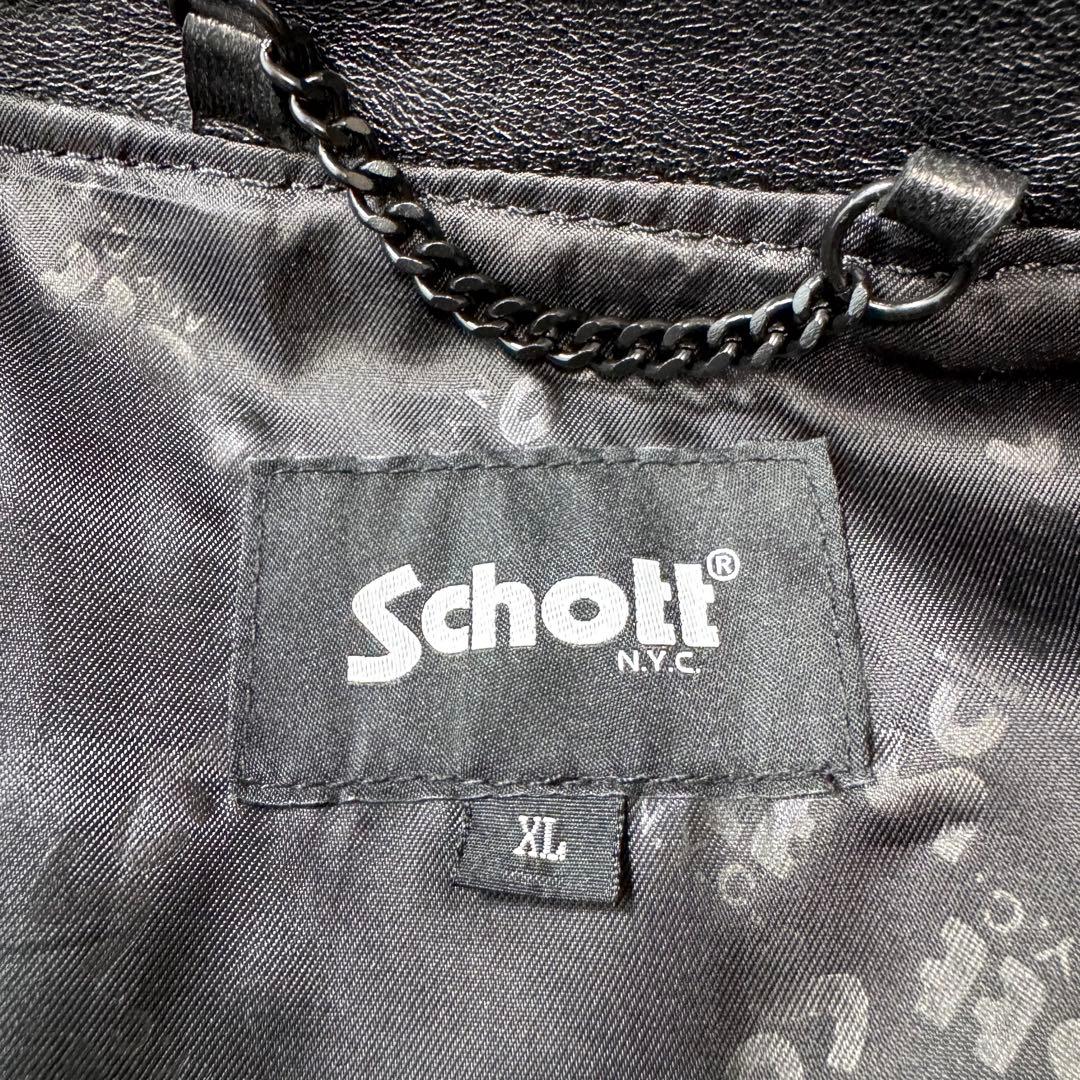 極美品/XL✨Schott ライダースジャケット シングル　羊革　黒
