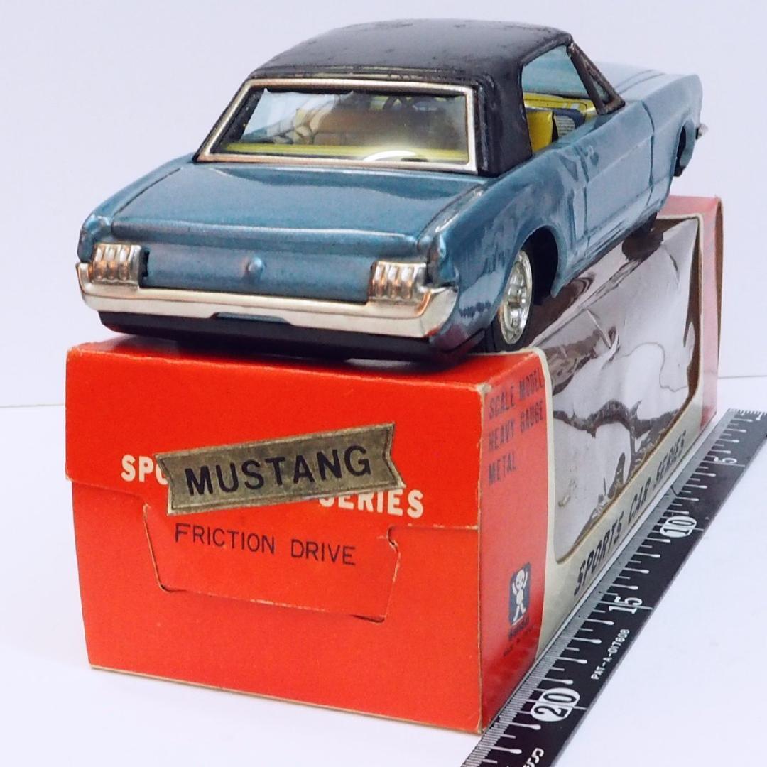 旧バンダイ【 フォード マスタング青】ブリキ自動車 tin toy car 箱付