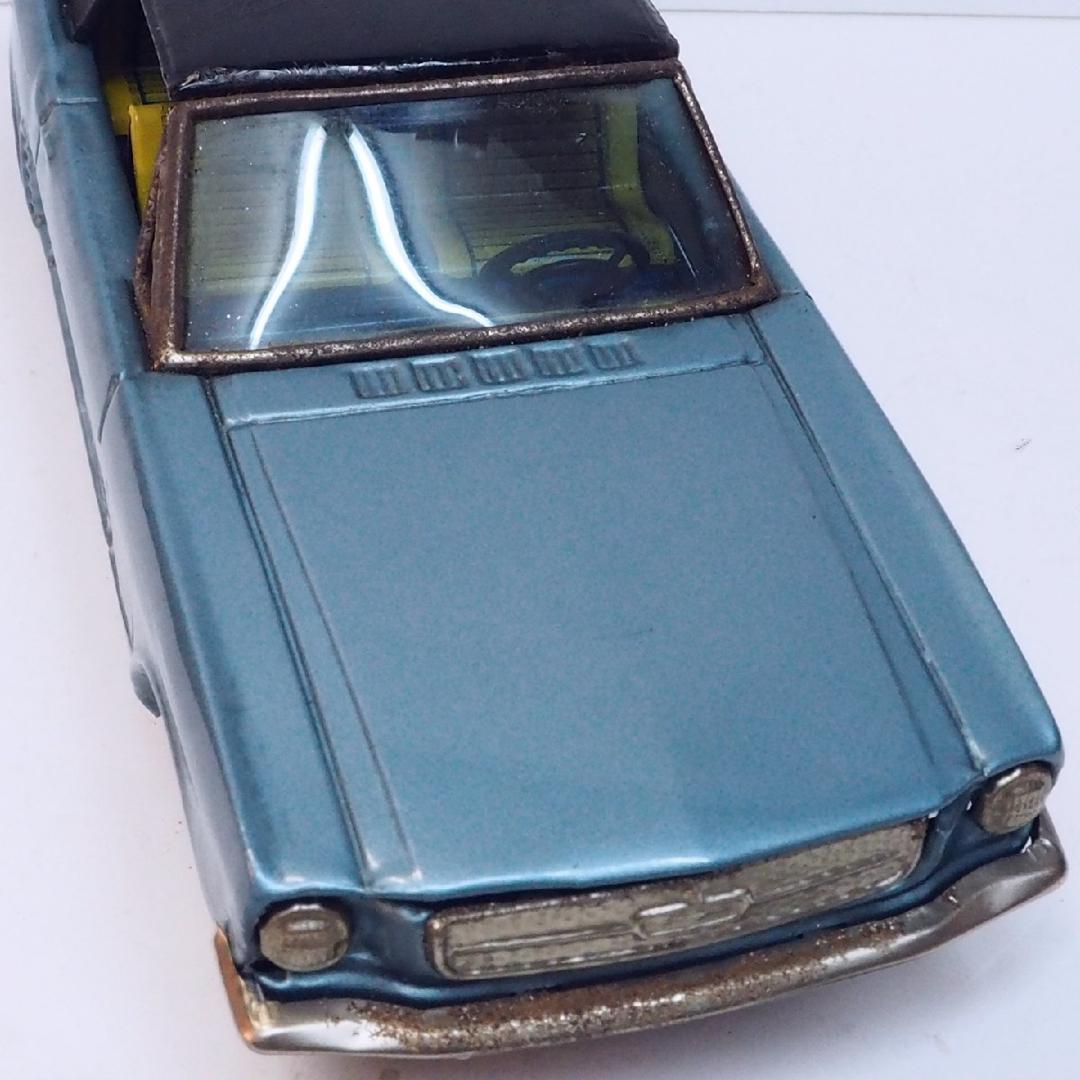 旧バンダイ【 フォード マスタング青】ブリキ自動車 tin toy car 箱付