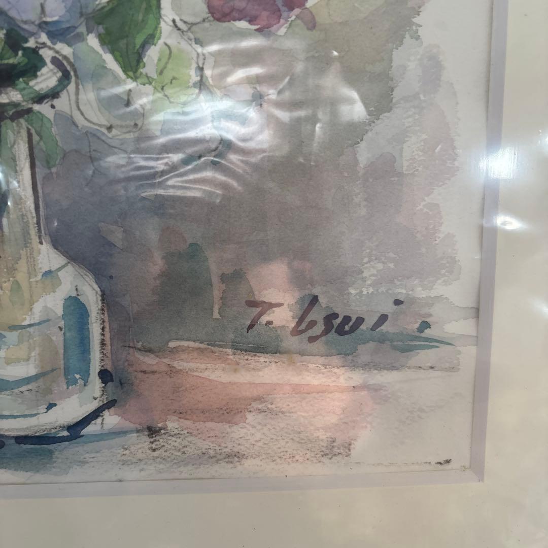 T.鈴木 水彩画 花瓶の花