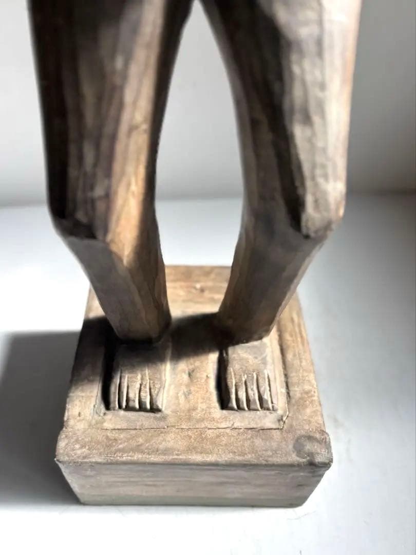 691 骨董 民芸 アンティーク アフリカ コンゴ ルバ族 女性立像 彫刻