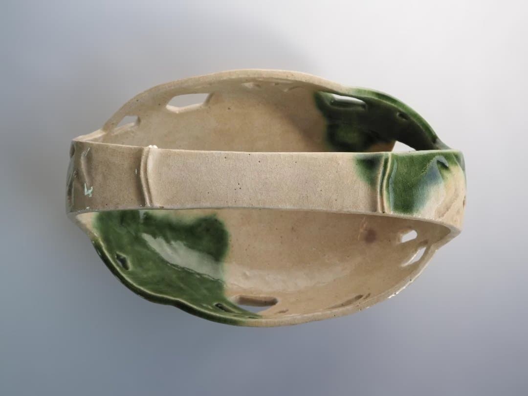 2代伊東陶山造『籠形菓子器』（共箱）