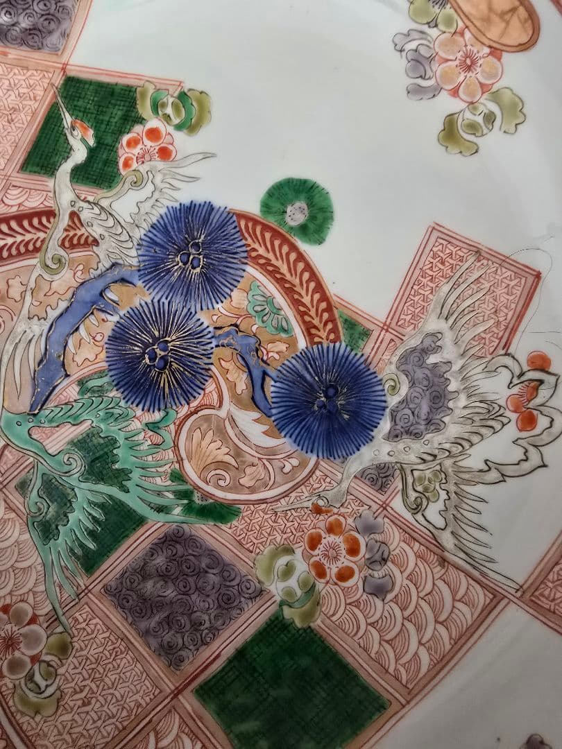 【骨董品】【アンティーク】 【古伊万里】【有田焼】 有田焼飾り大皿 飾り棚付