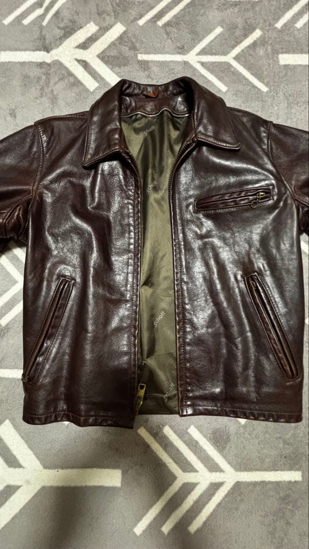 Schott 襟付きシングルライダース 642 ダークブラウン