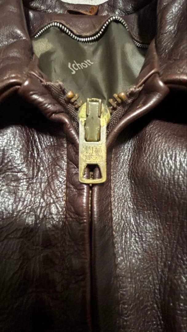 Schott 襟付きシングルライダース 642 ダークブラウン