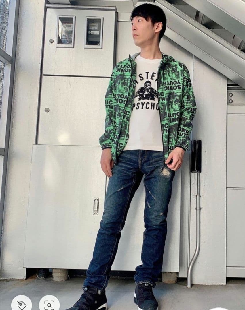 ☆美品☆人気コラボ♪【SONIC YOUTH❗】総柄❕フーデッドブルゾン