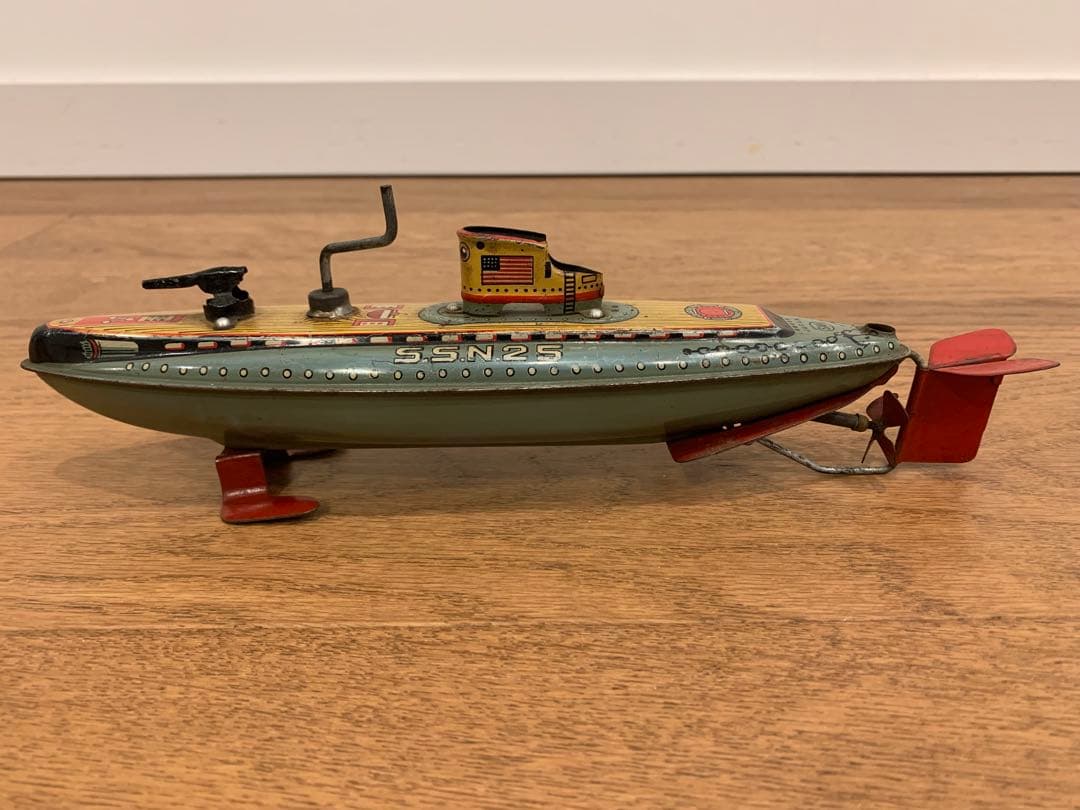 動作確認済 昭和レトロ マルサン S.N.N.25日本製 ブリキ潜水艦