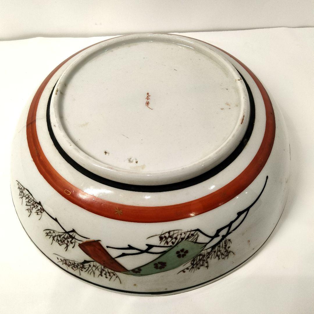 Y324-1 九谷造 人物画 大鉢 明治初期 直径24.2cm　II