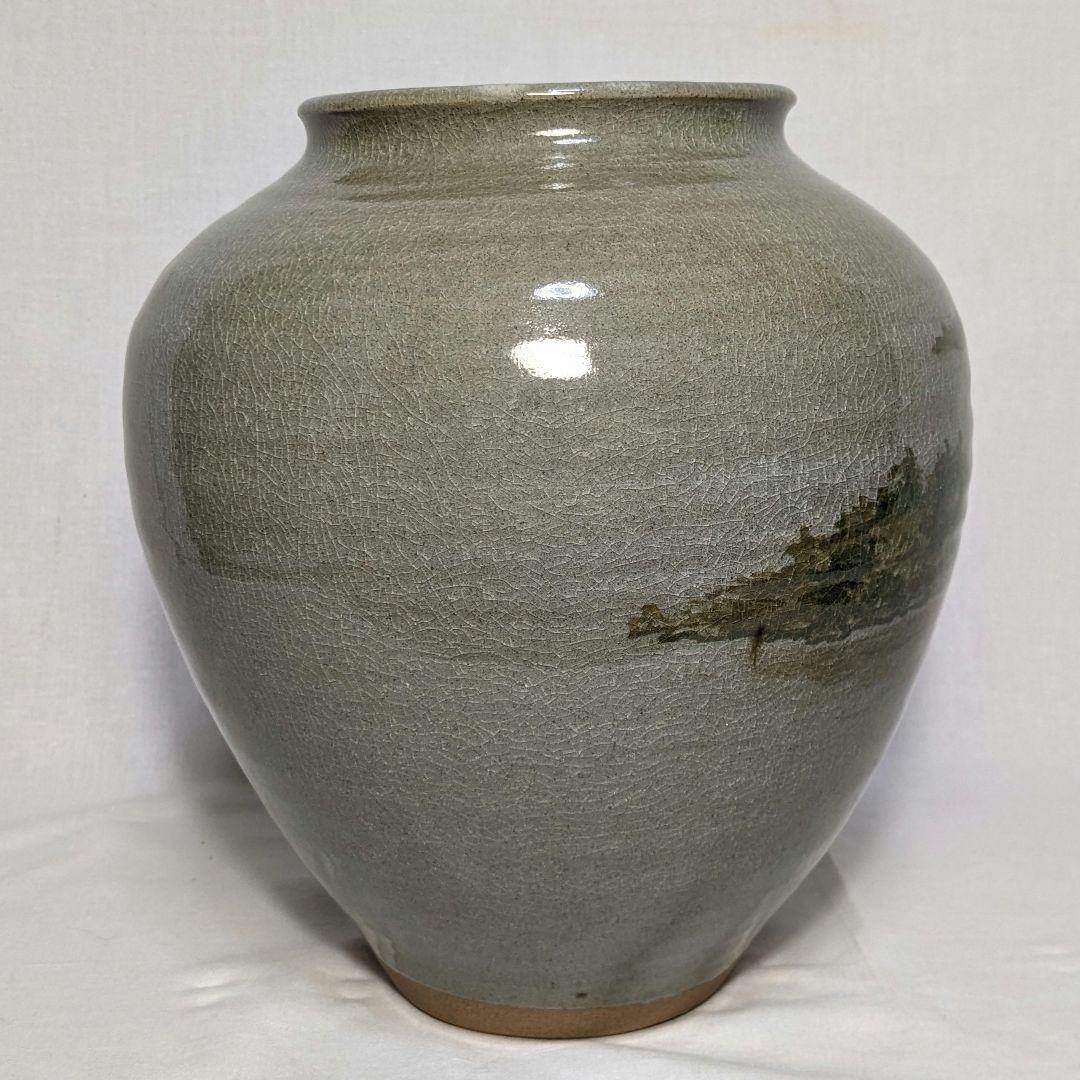 森香泉 虫明焼 壺 共箱 壷 絵付け 花器 フラワーベース 花瓶 華道具 茶道具