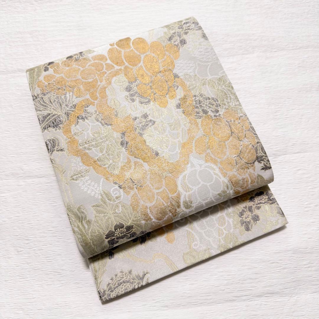 m-53 染色の名門 しょうざん謹製 葡萄 六通 袋帯 正絹 新品未使用