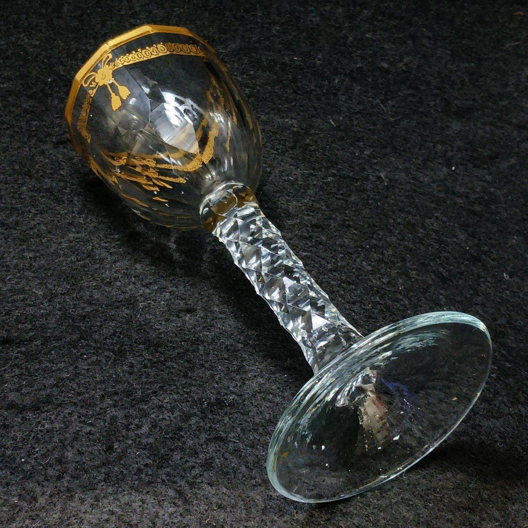 Y2590-6 オールドバカラ 金彩装飾 ステムグラス 高さ14㎝ 豪華金彩