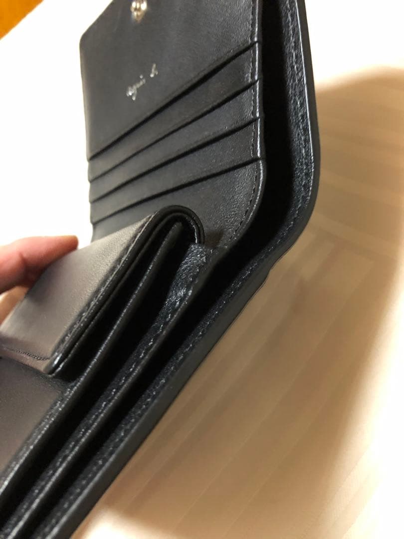 agnes b. アニエスベー 二つ折り財布 リボン ブラック