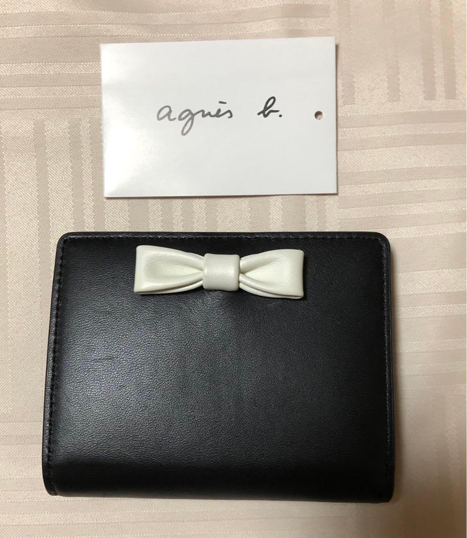 agnes b. アニエスベー 二つ折り財布 リボン ブラック