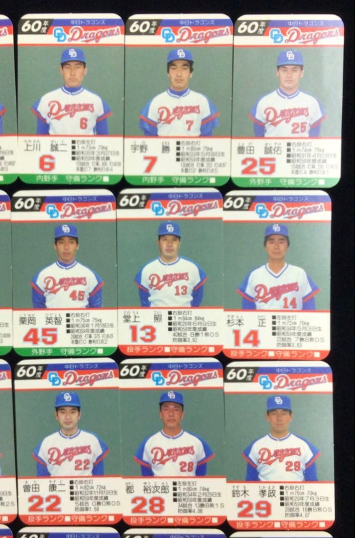 タカラプロ野球カードゲームセット　昭和60年度中日ドラゴンズ　27枚(3枚欠け)