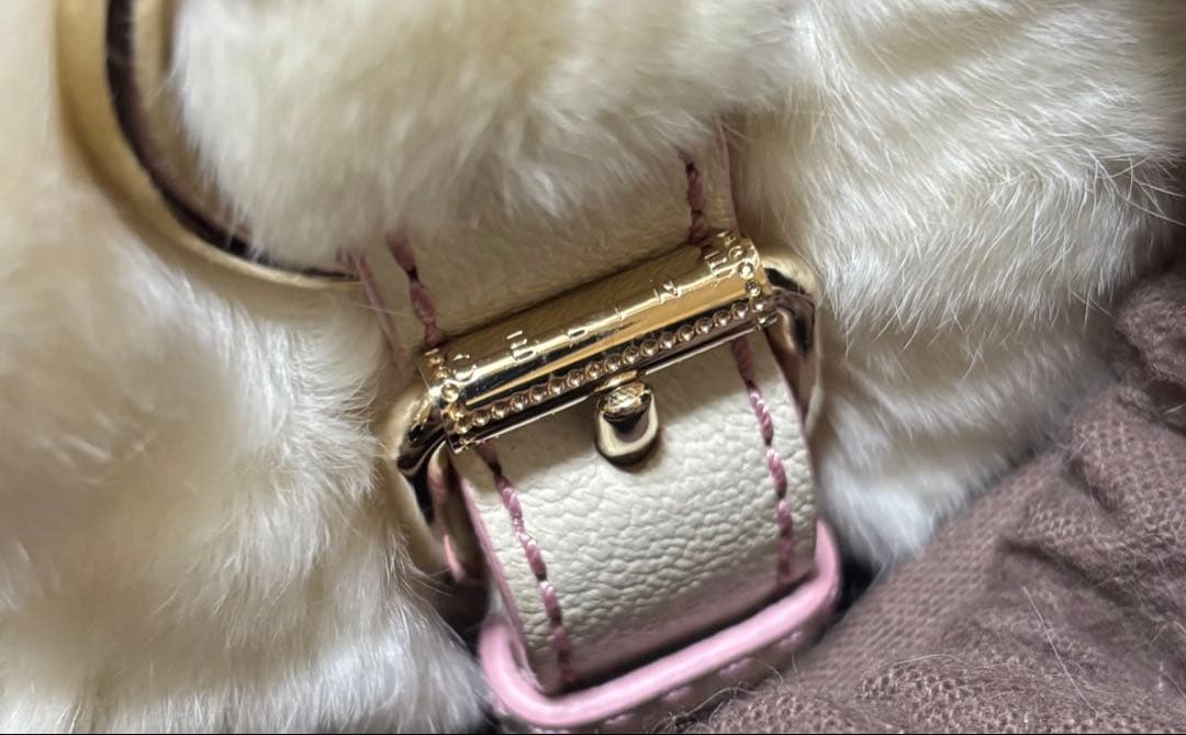 ベ*ン様 セリーヌ ハンドバッグ ピンク　ラビットファー