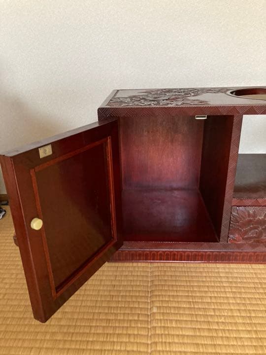 ★日光彫★ 木彫り 民芸品 ポット台 アンティーク