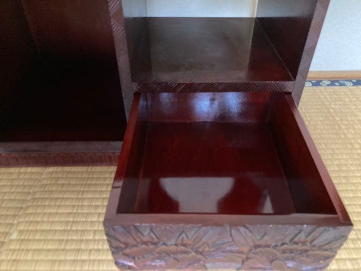 ★日光彫★ 木彫り 民芸品 ポット台 アンティーク