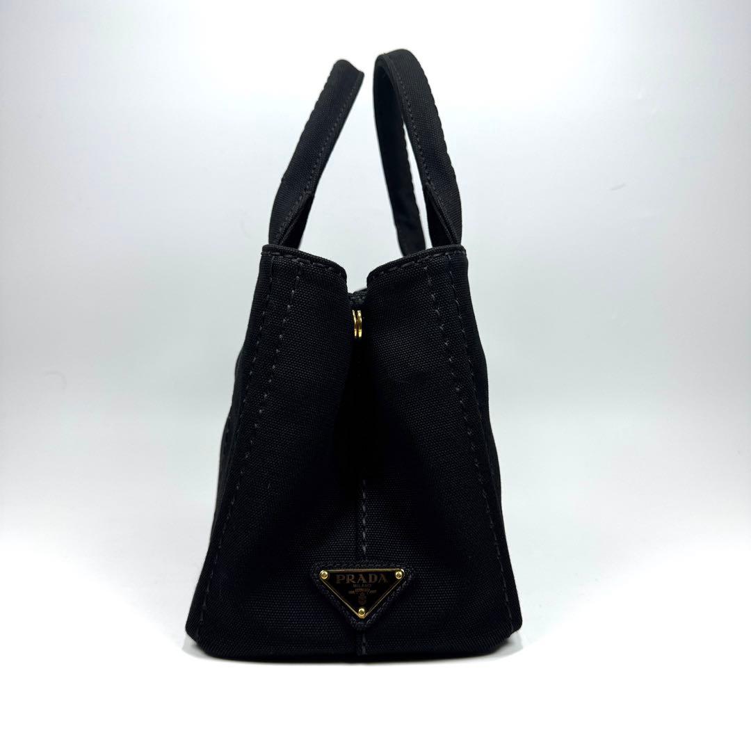 極美品✨ PRADA カナパ S 2way ショルダー付 ストライプ 黒
