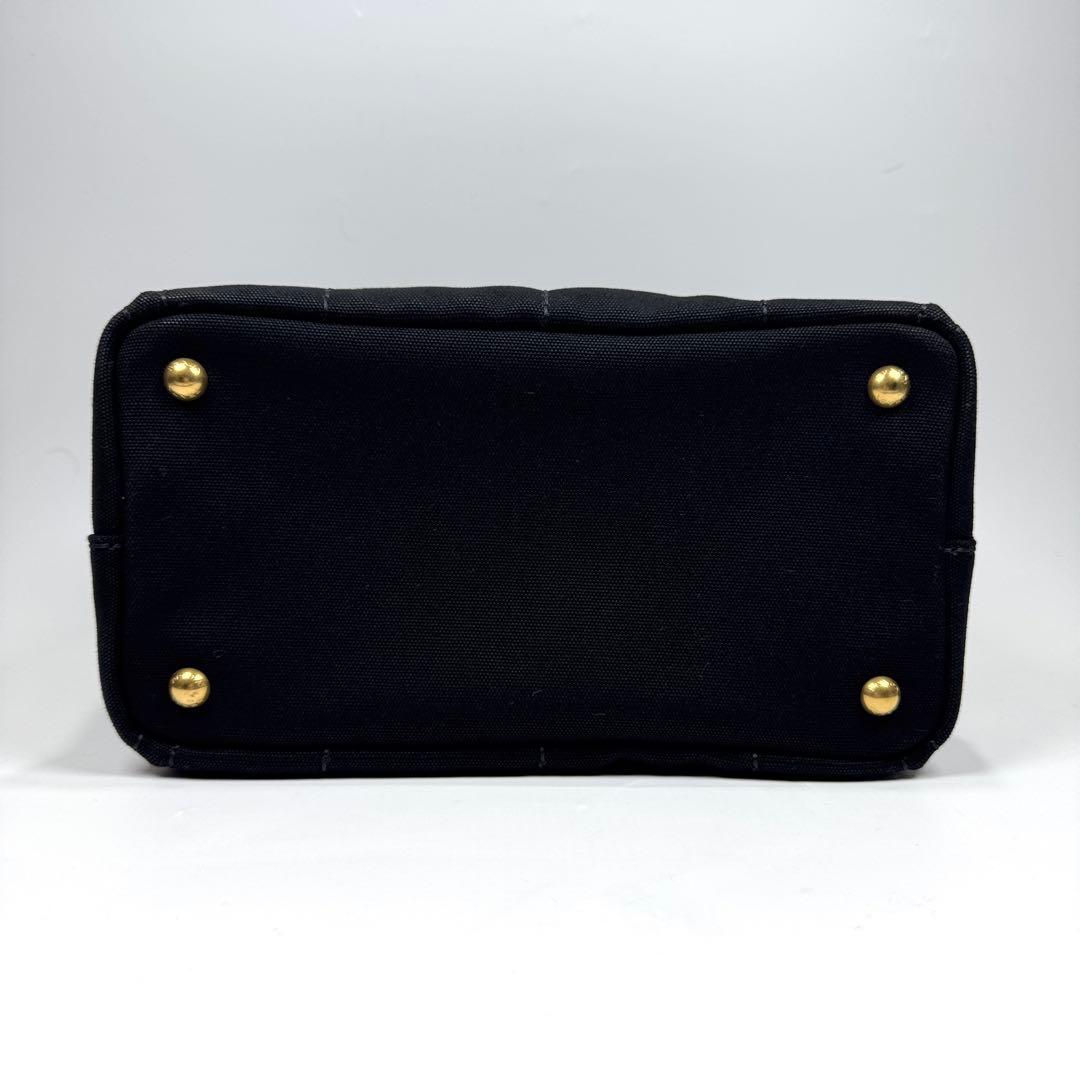 極美品✨ PRADA カナパ S 2way ショルダー付 ストライプ 黒