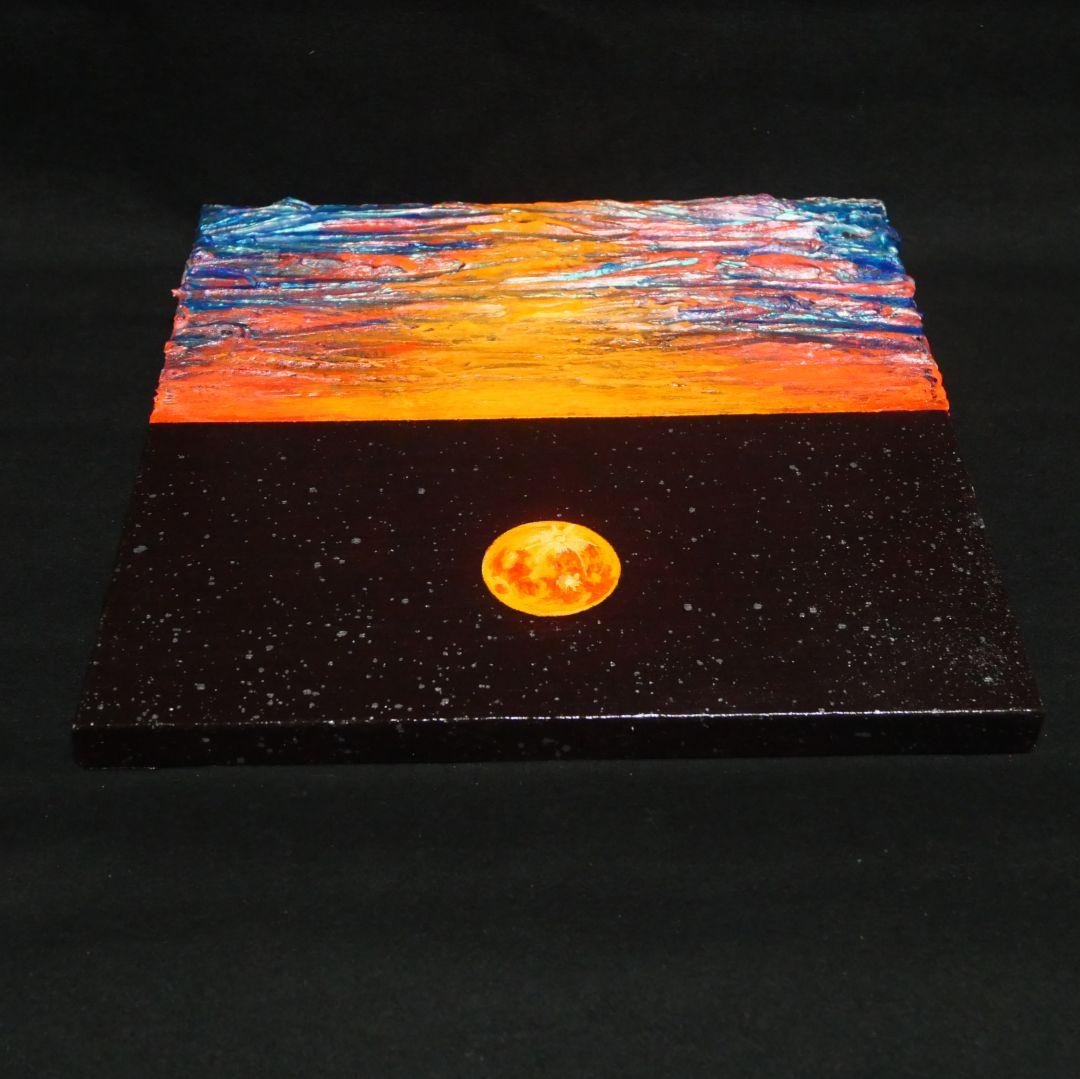 油絵 油彩 油彩画 絵 絵画 【オレンジ色の満月】