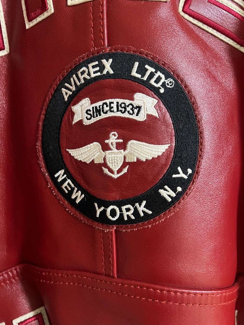 AVIREX レザージャケット スタジャン 赤 M