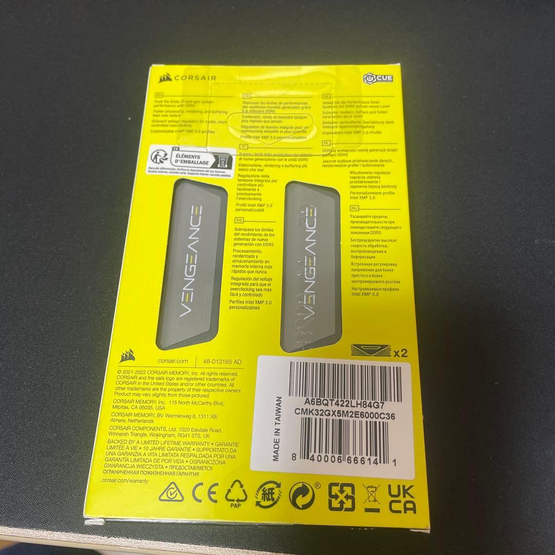 メモリー corsair. DDR5. 6000mhz 16x2 32GB